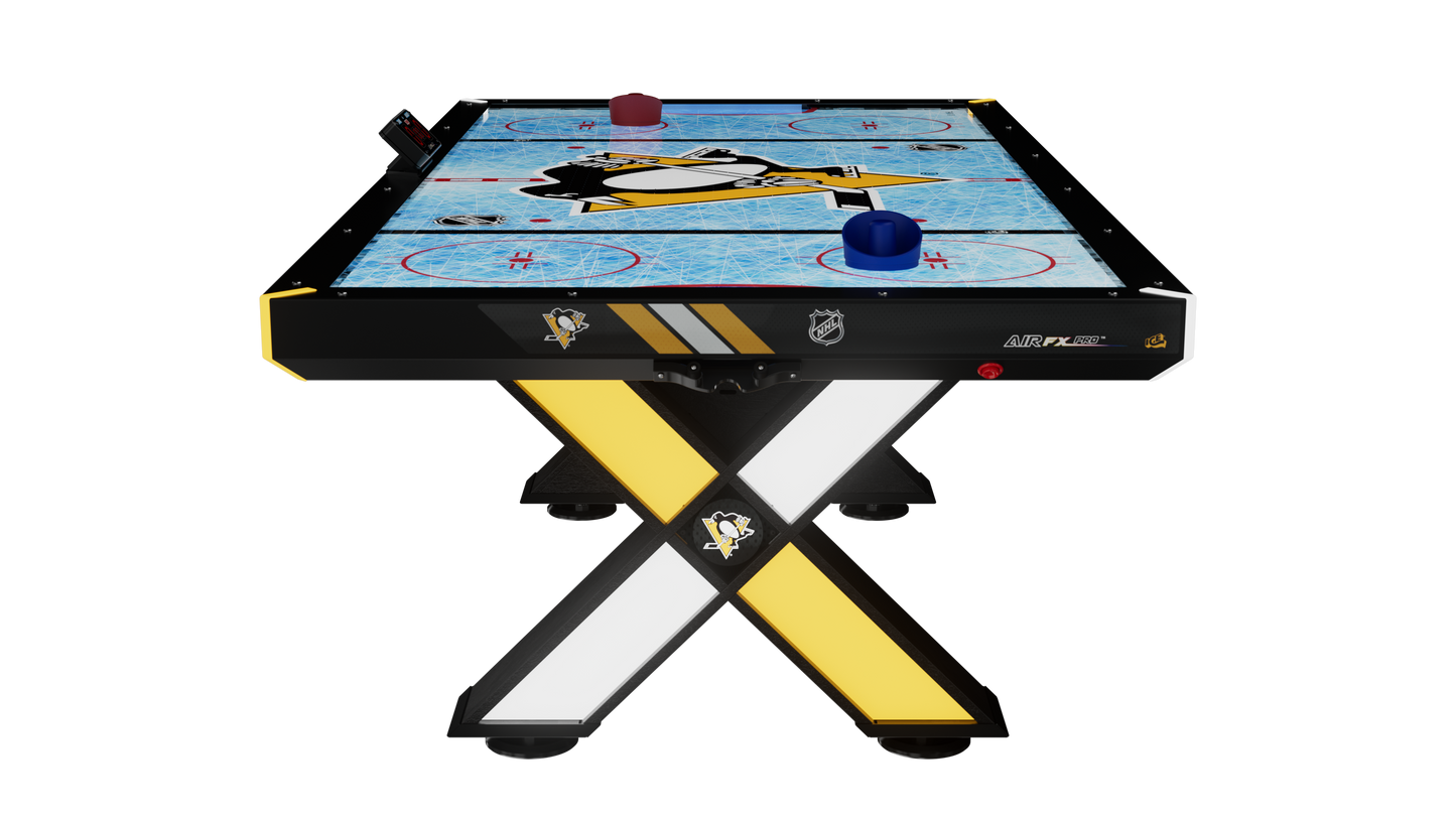 NHL Licensed Home Air FX Pro 8’ Air Hockey Playfield PITTSBURGH PENGUINS - Prime Arcades Inc