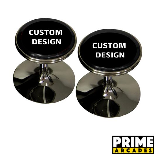Custom Art 18″ Retro Chrome Swivel Cocktail Stools – Set of (2) - Prime Arcades Inc