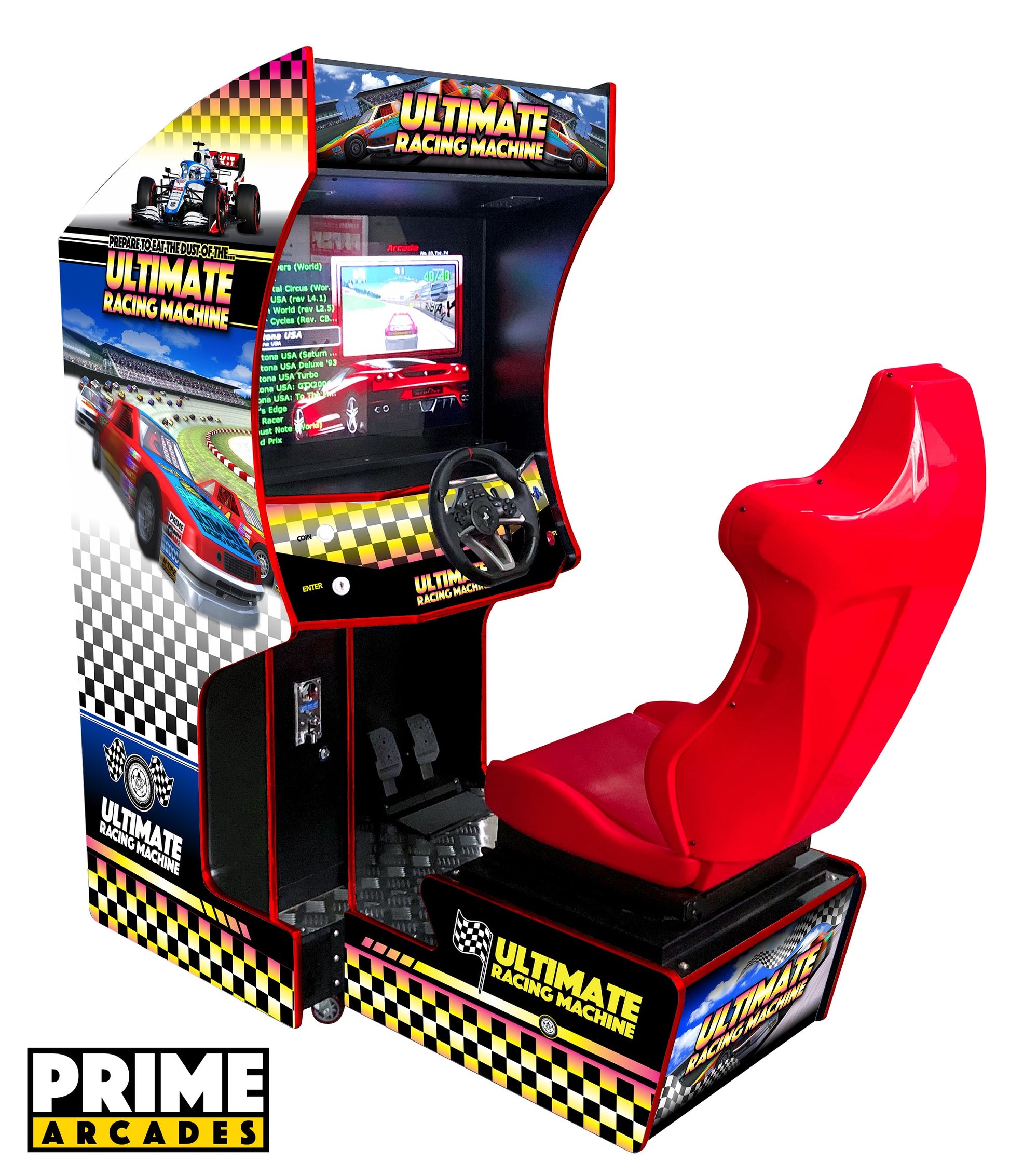 107 Racing Games in 1 Arcade Machine with Seat - Prime Arcades Inc