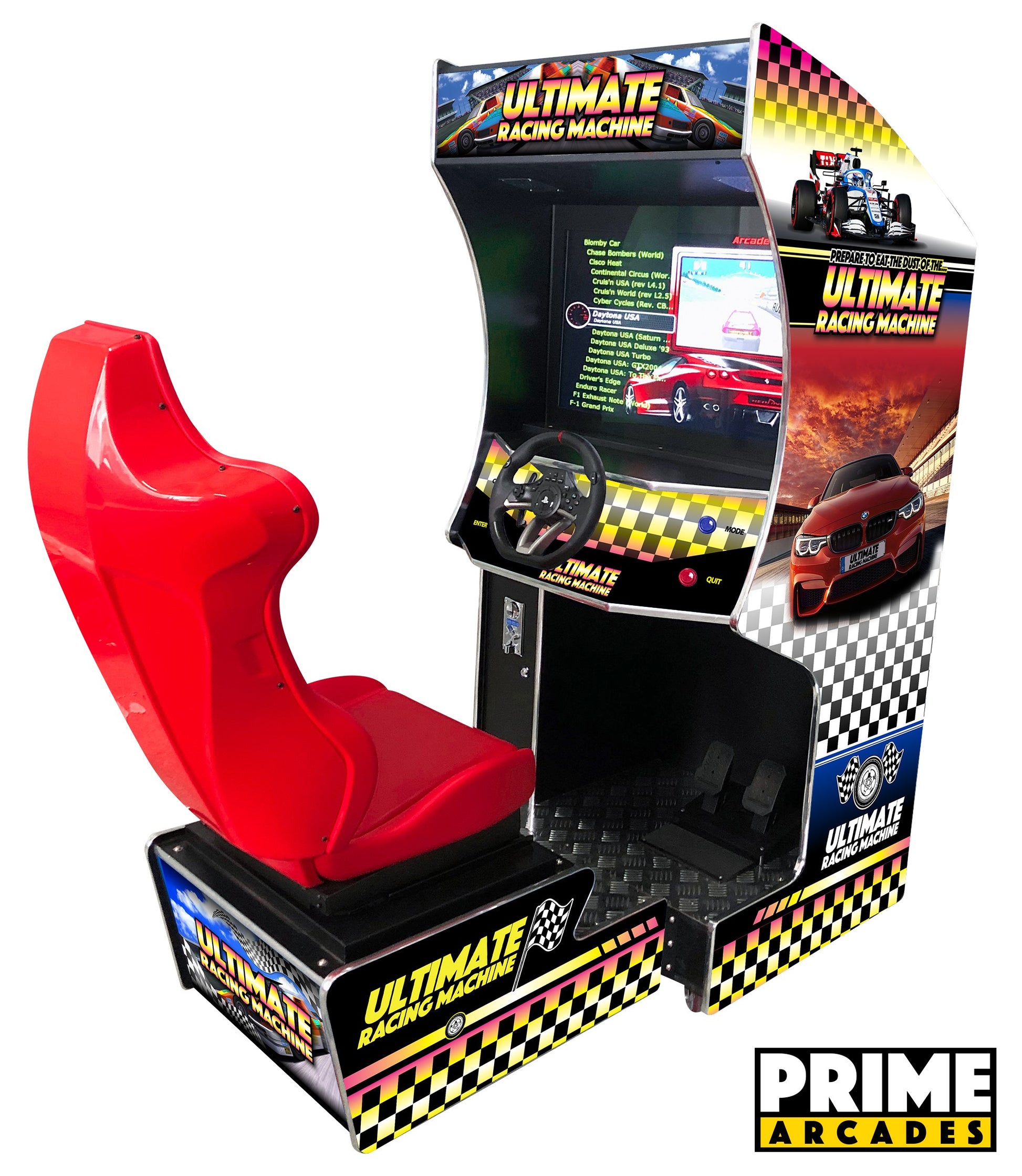 107 Racing Games in 1 Arcade Machine with Seat - Prime Arcades Inc