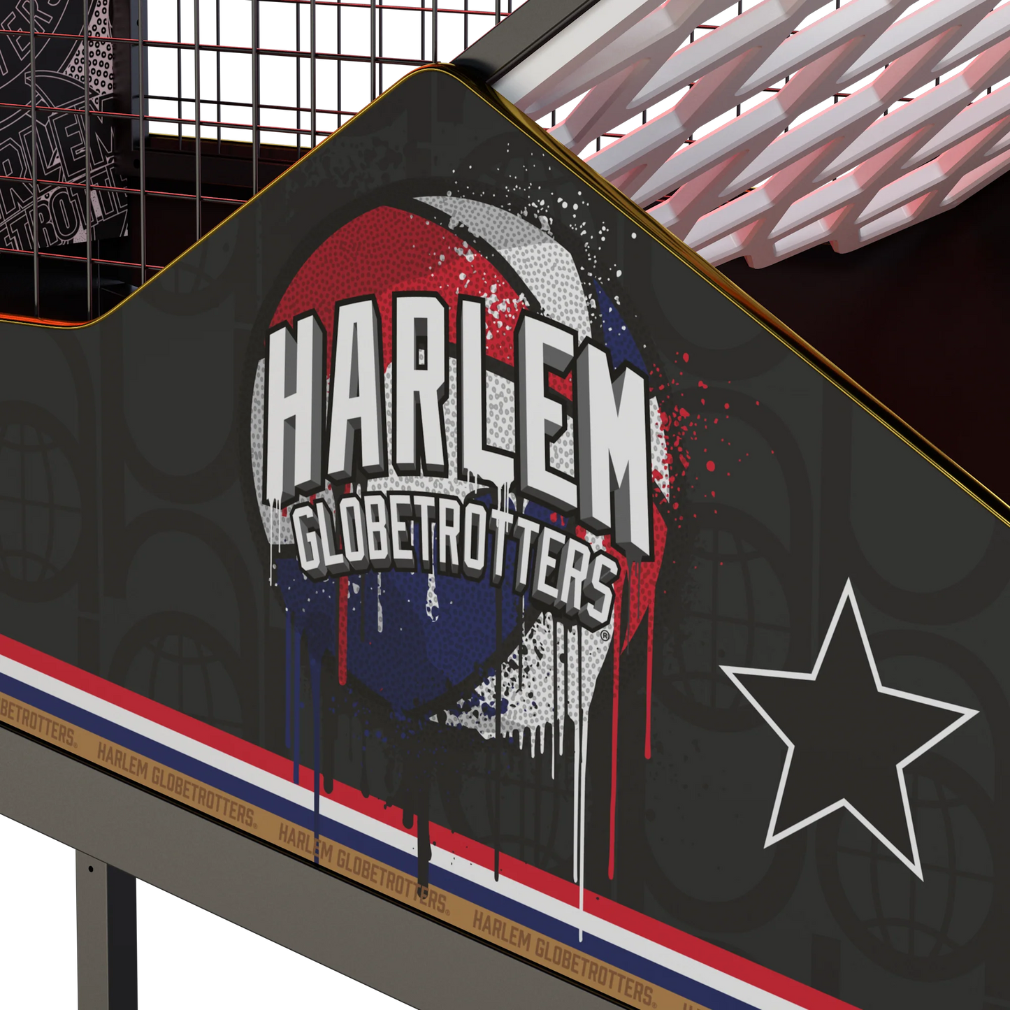 Harlem Globetrotters "MODERN" Scheme Basketball Arcade with Floor Mat - Prime Arcades Inc